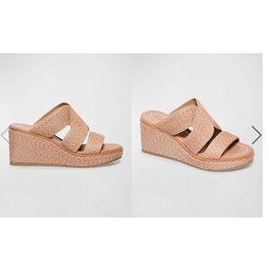 Bernardo Raffia Wedge Platform Sandals